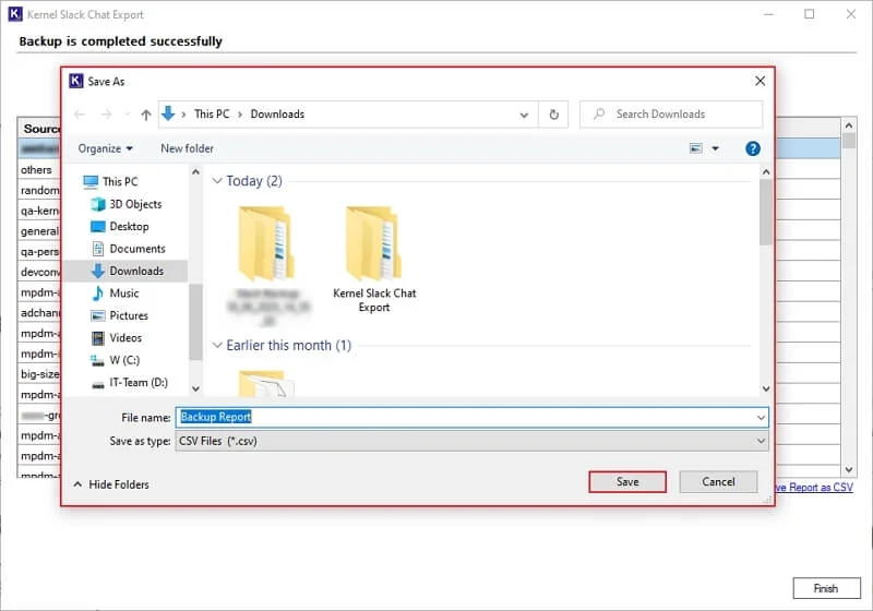 Select the Saving location in Save As window