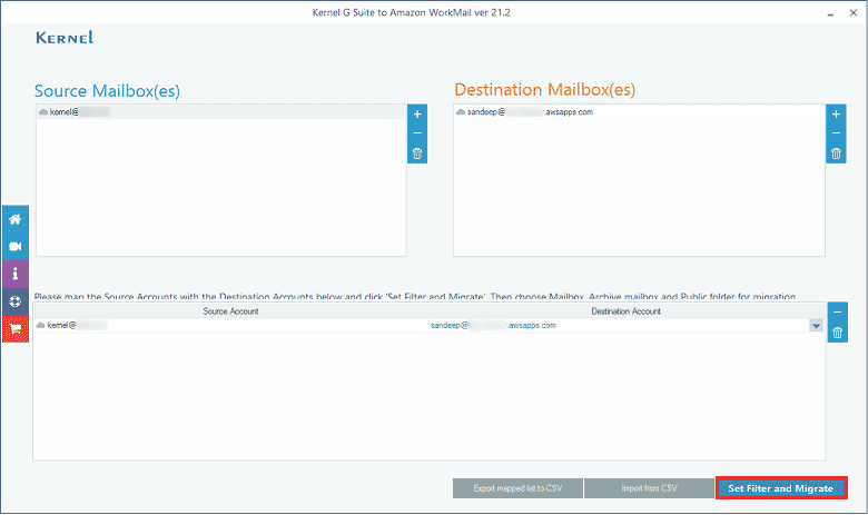 Click Set Filter and Migrate