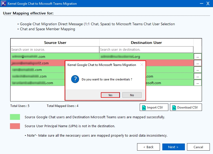 Option to save the credentials