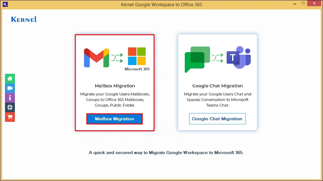 Run the software and click on Mailbox Migration