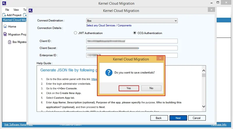 Save Box credentials