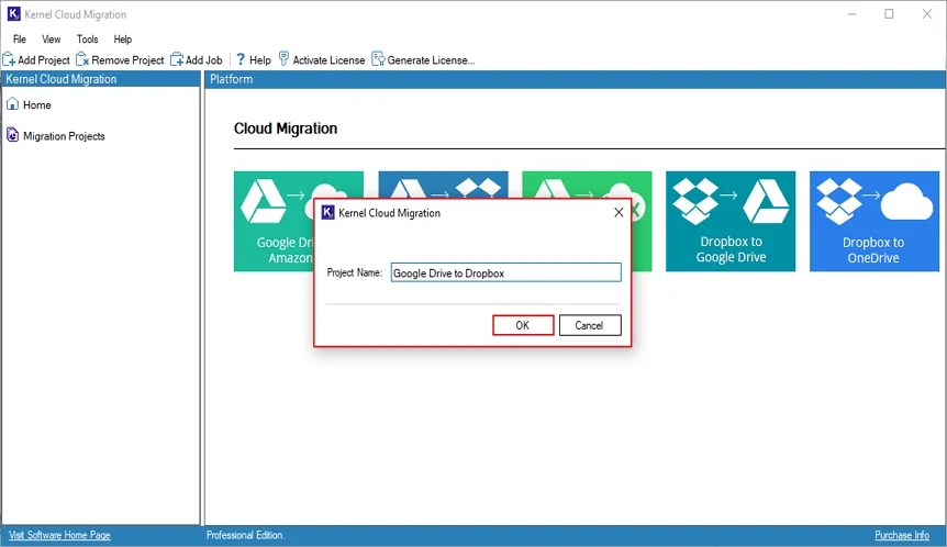 click on Add Project option