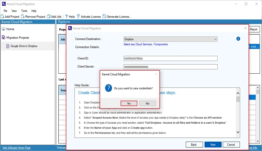 software will pop up a password wizard