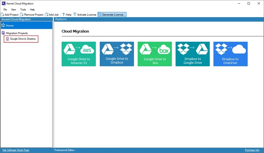 click on the Migration Project 