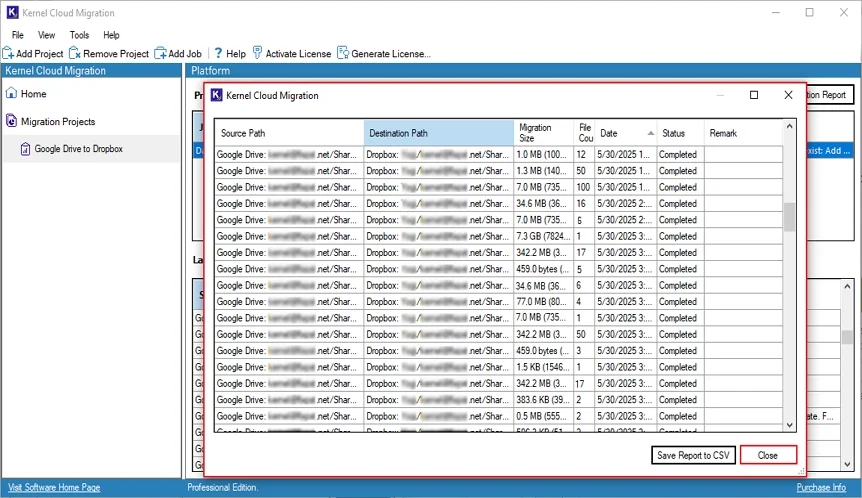 google drive to dropbox migration completed