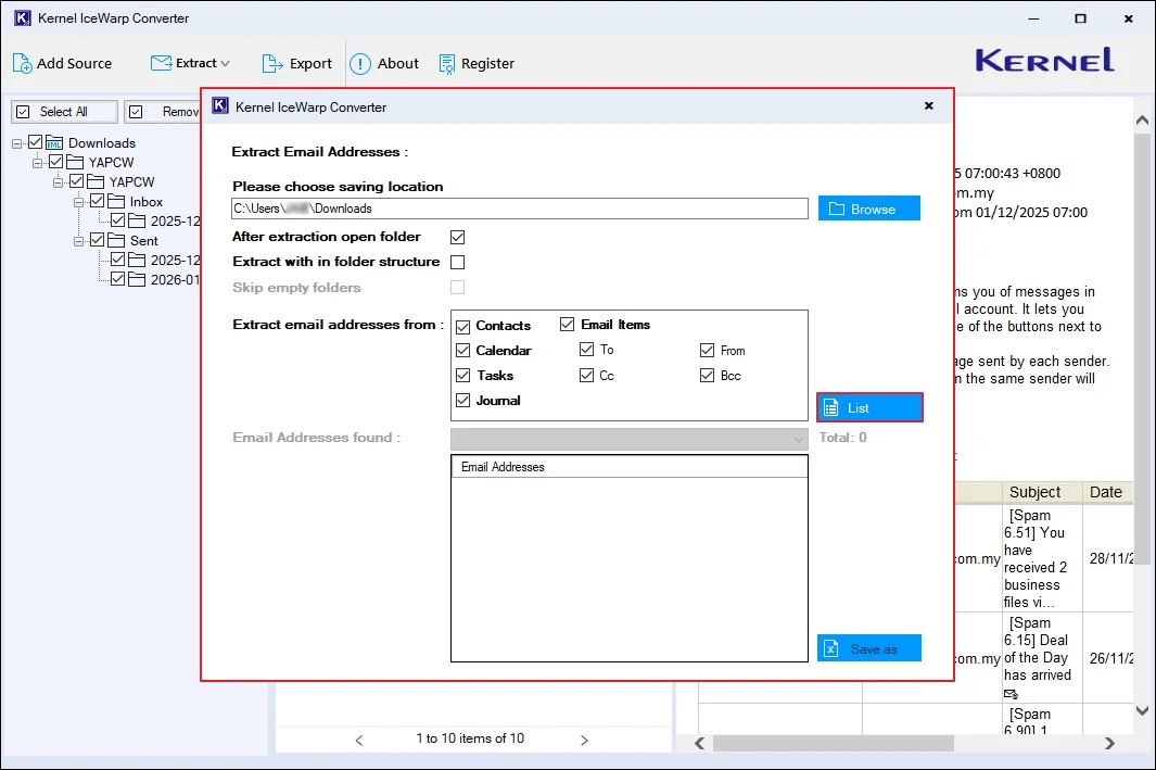 Apply the necessary options