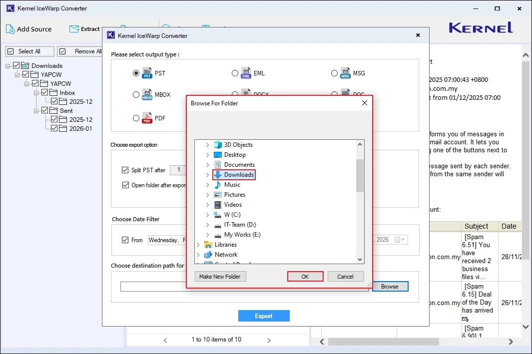 Select a preferred location on your system