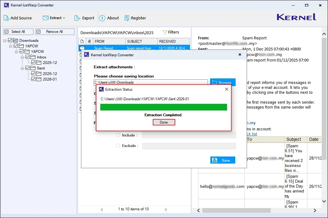 Tool will navigate you to the exported file