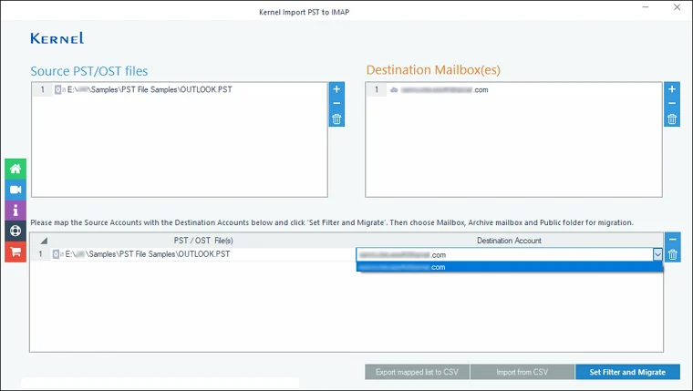  Select Destination Account 