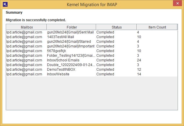 IMAP migration is completed.