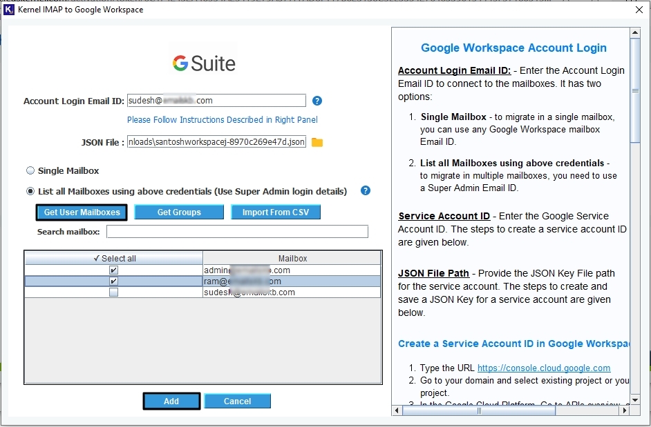 Enter Google Account Login detail, then Click Add button