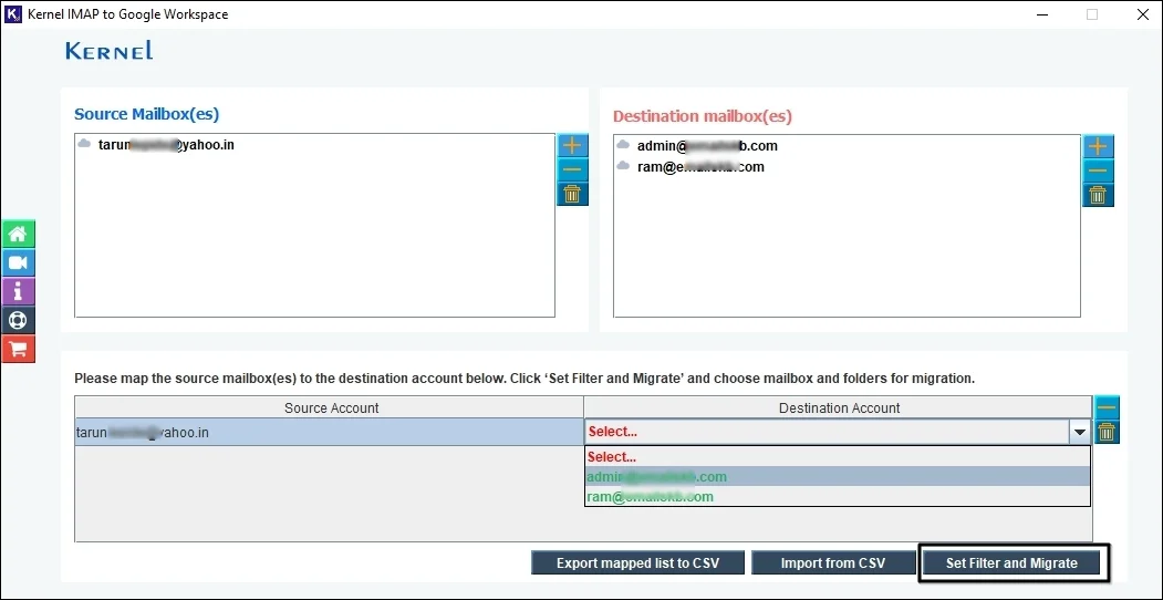  click on Set Filter and Migrate button