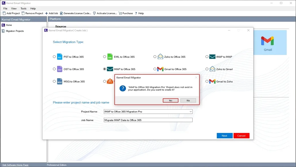 create a Migration Project as per your entered name