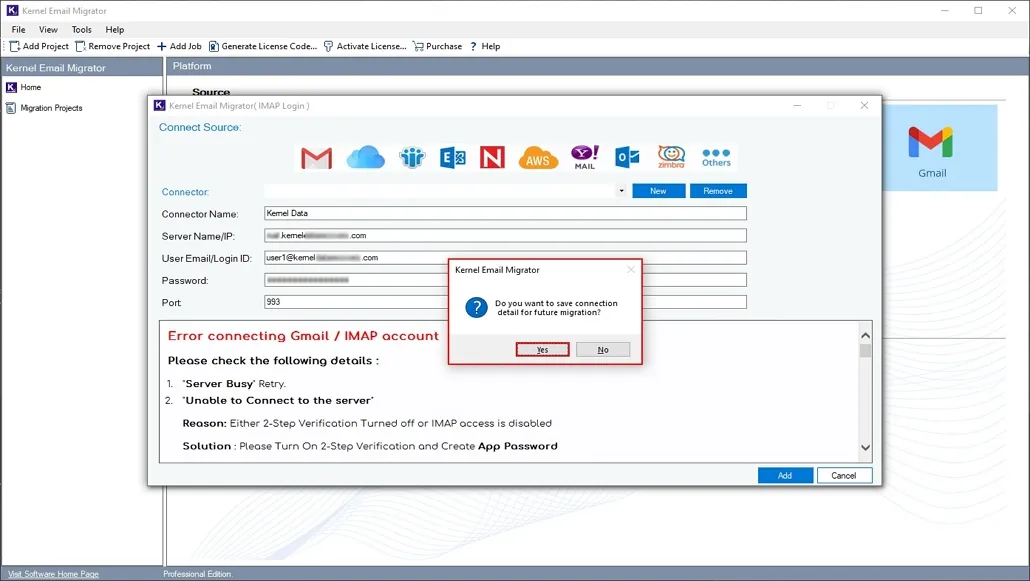 save source credentials for future
