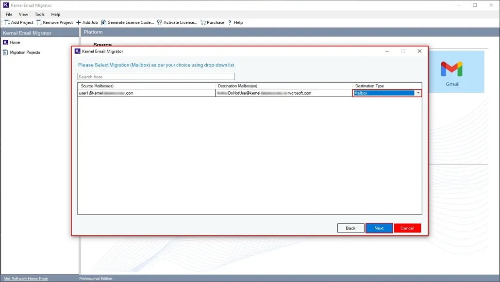 select your preferred mailboxes