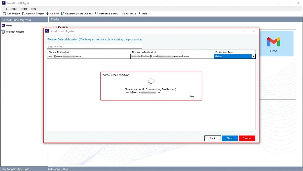 software will start enumerating all the users