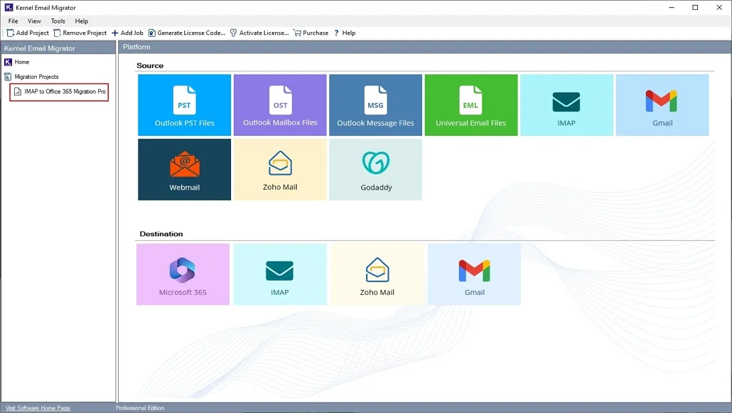 Click on Migration Project