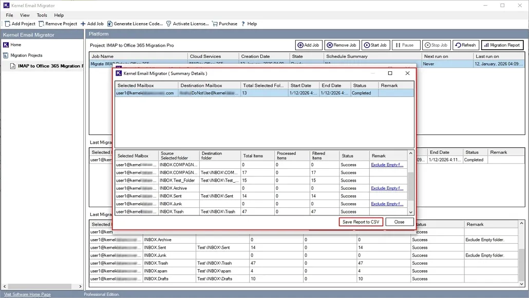 View your detailed migration report