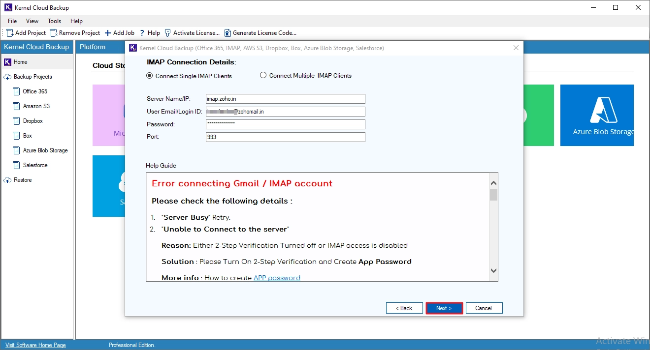 Backup IMAP Mailboxes