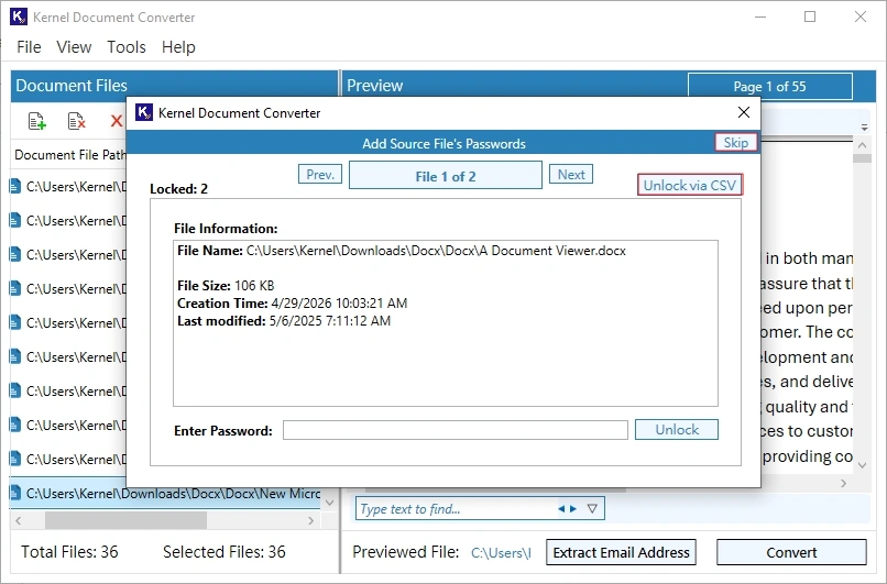 unlock skip via csv