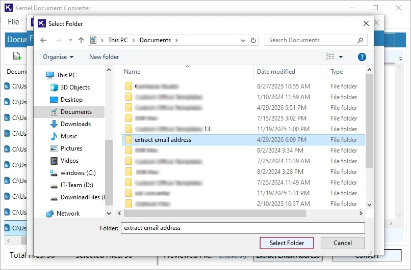 select saving folder