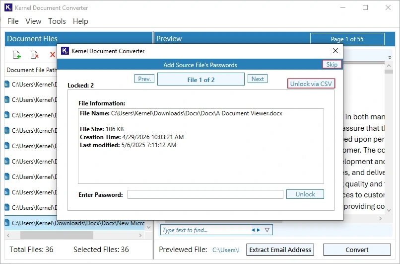 unlock skip via csv
