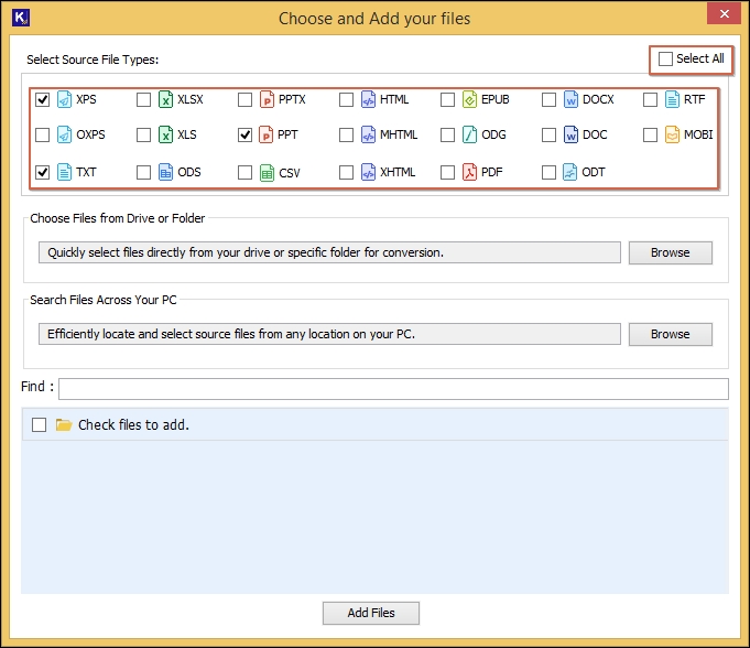 choose source file type
