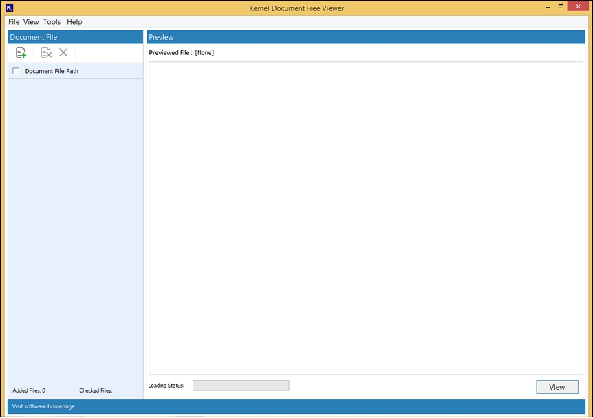 Kernel Document Viewer Home Screen