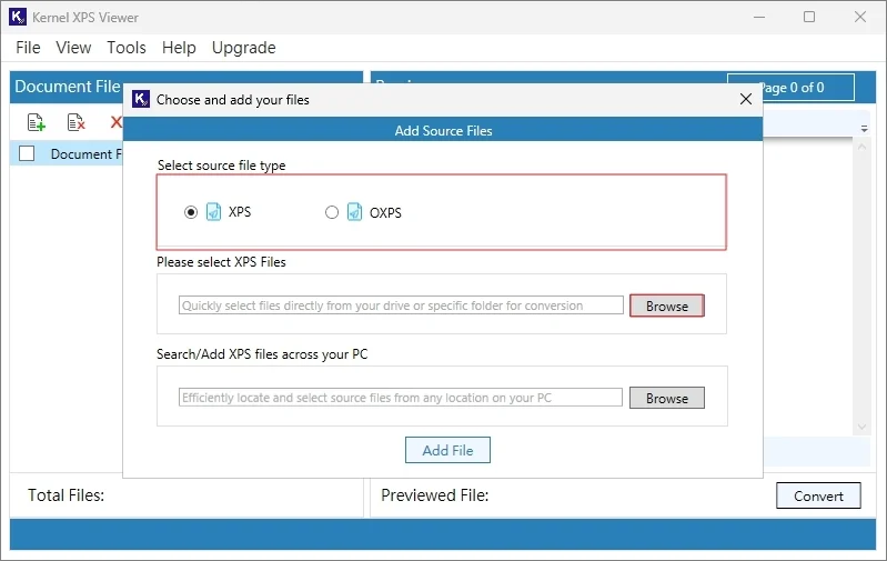 click Browse next to Search or Add file Across the PC