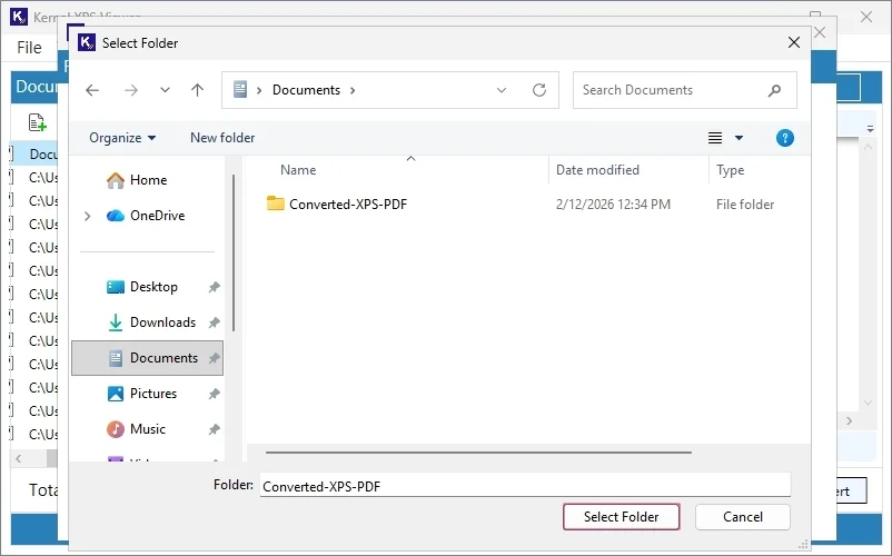 Tap on select folder