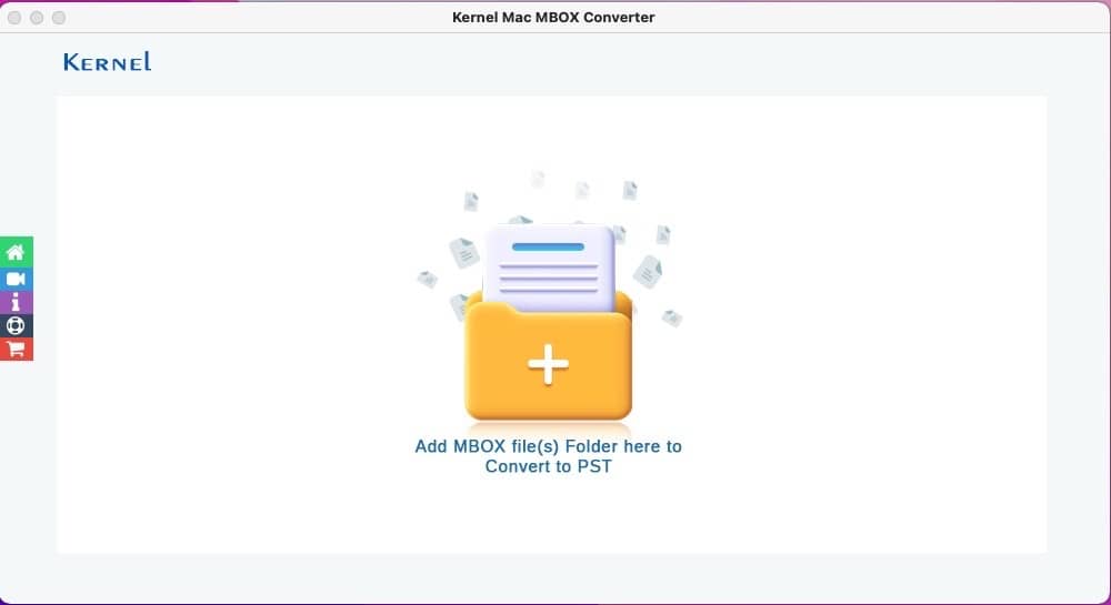 Home screen of Kernel Mac MBOX Converter