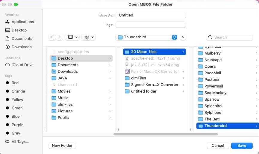 Selection of MBOX file(s) from anywhere on your system