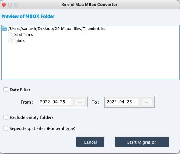 Selected files are displayed on the software screen