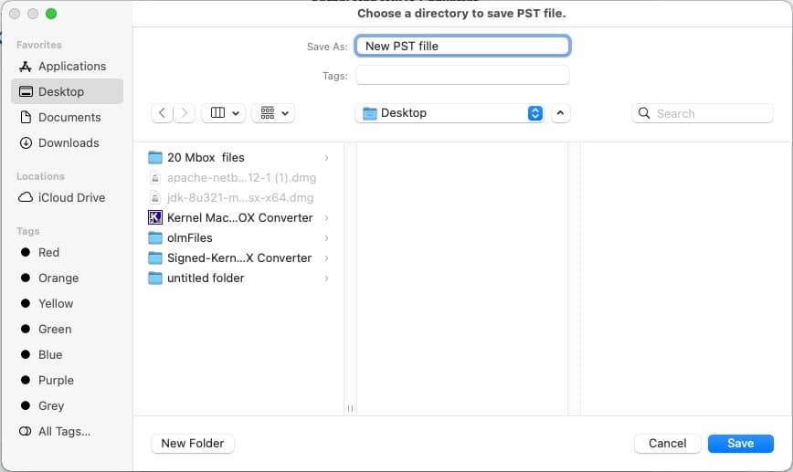 Providing a file name and saving location