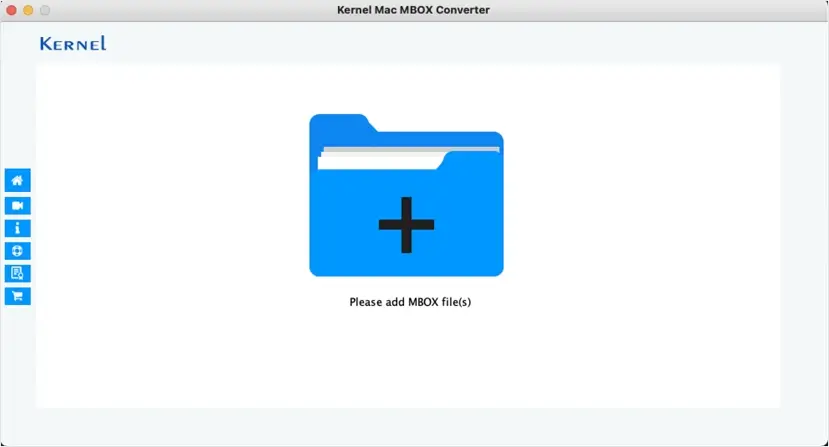 Home screen of Kernel Mac MBOX Converter