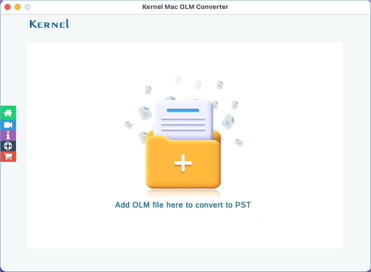 Home screen of Kernel Mac OLM Converter