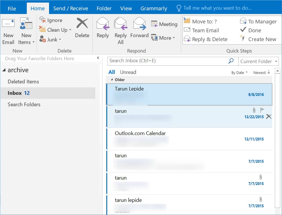 Import the destination PST file into Outlook