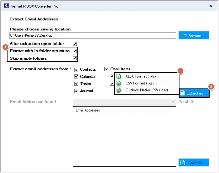 Click on Export option