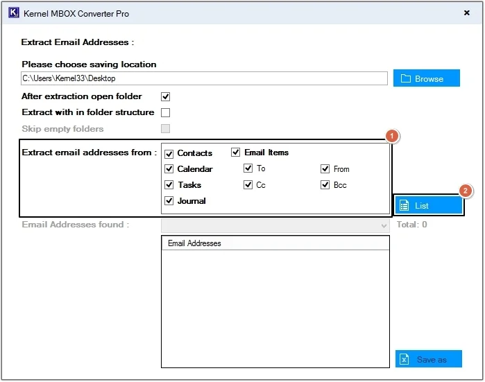 Click on Export option