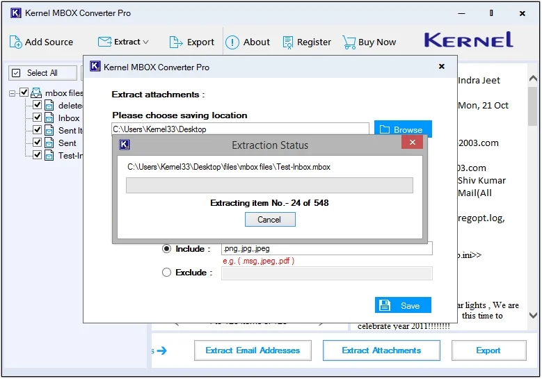 Click on Export option