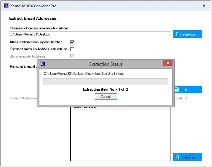 Click on Export option