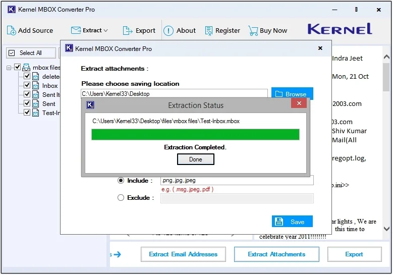 Click on Export option