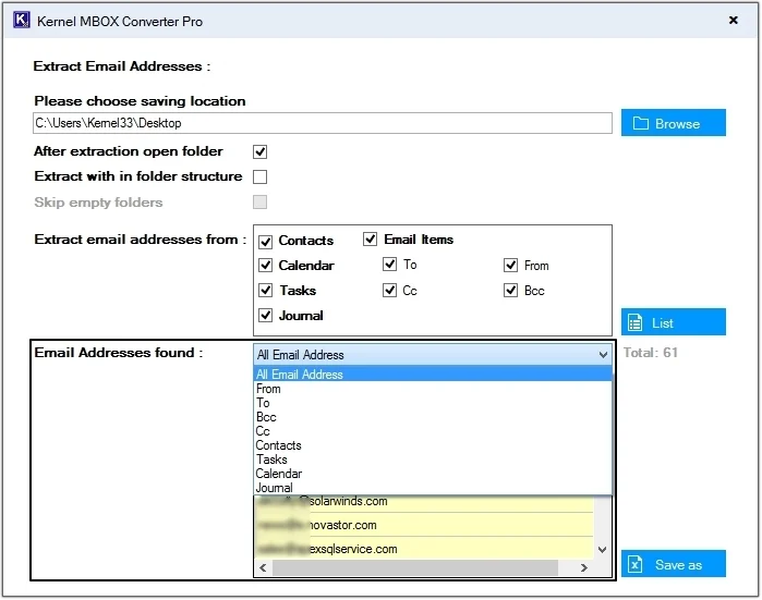 Click on Export option