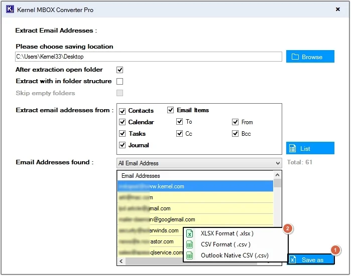 Click on Export option