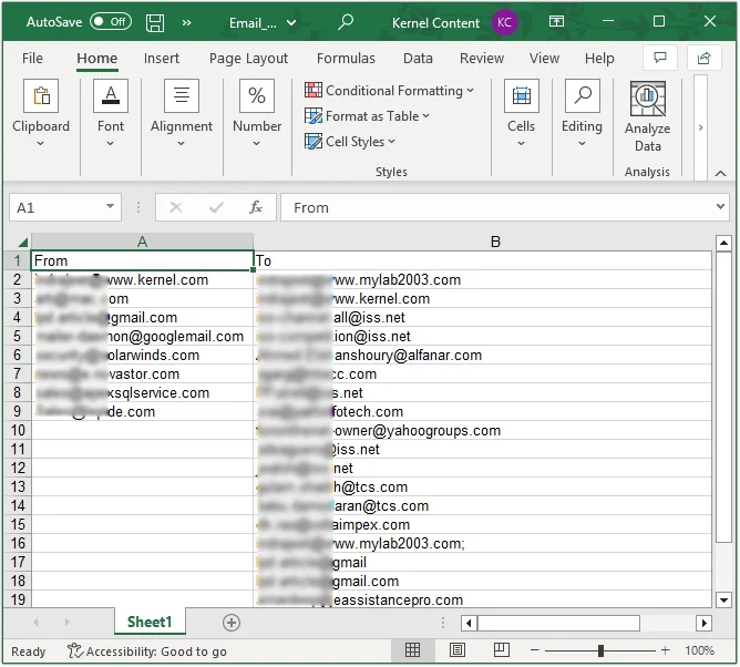 Click on Export option