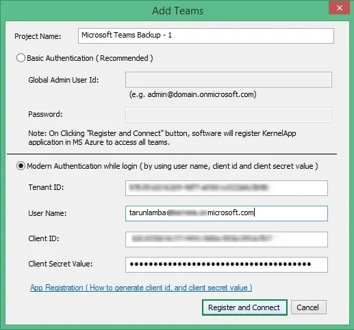 Create new project and then use Modern Authentication