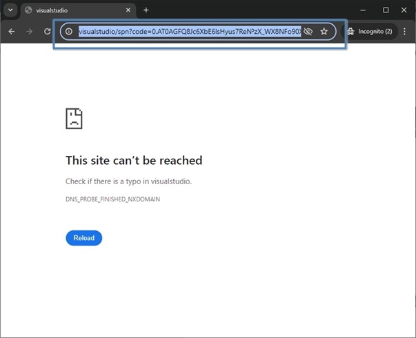 Then copy provided a visual studio URL from the browser
