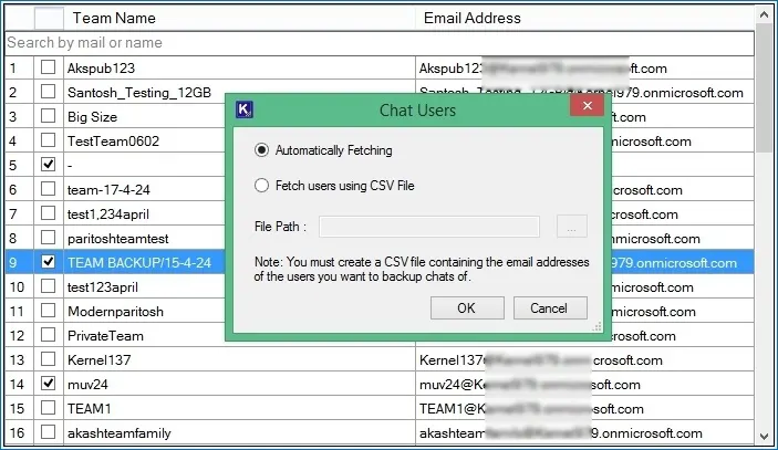 Add a CSV file to add bulk users or click to add Automatically