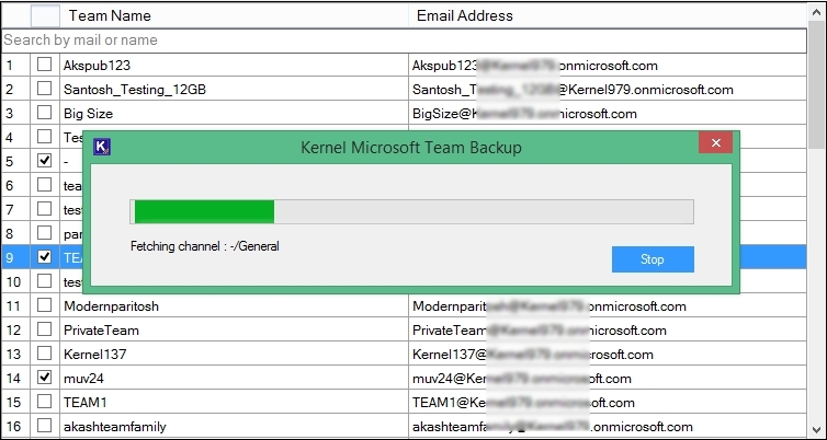 Tool fetching the list of selected Teams and Chats for backup