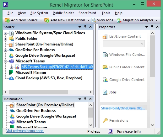 Expand the Microsoft Teams tab to see the new Project added
